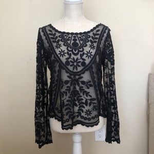 Black Boho Style Top, Small